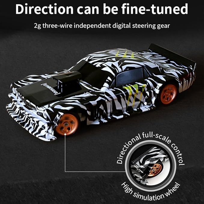HERR RC Electric Mini Racing Drift Car Model 1:43 Scale 2.4G Full Scale Linkage Light Set Max Speed 15km/h Indoor Mini RC Toys Hobbyist Gift Black White (RTR Version/Blue &amp White)