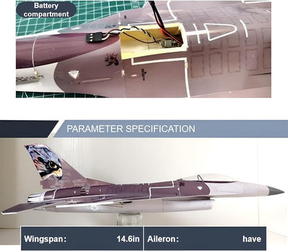 Fighter Jet Model F-16 370mm Wingspan Mini EPP Single 30mm Ducted Fan Fixed-Wing RC Airplane Aircraft Model for Collection and Gifts (Ducted Fan Not Included/PNP)