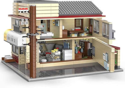 Japanese Street View House Building Blocks -MOC Street View Modular Architecture Initial-D 25th Anniversary Construction Building Toy Set for Adult 1908 Pieces