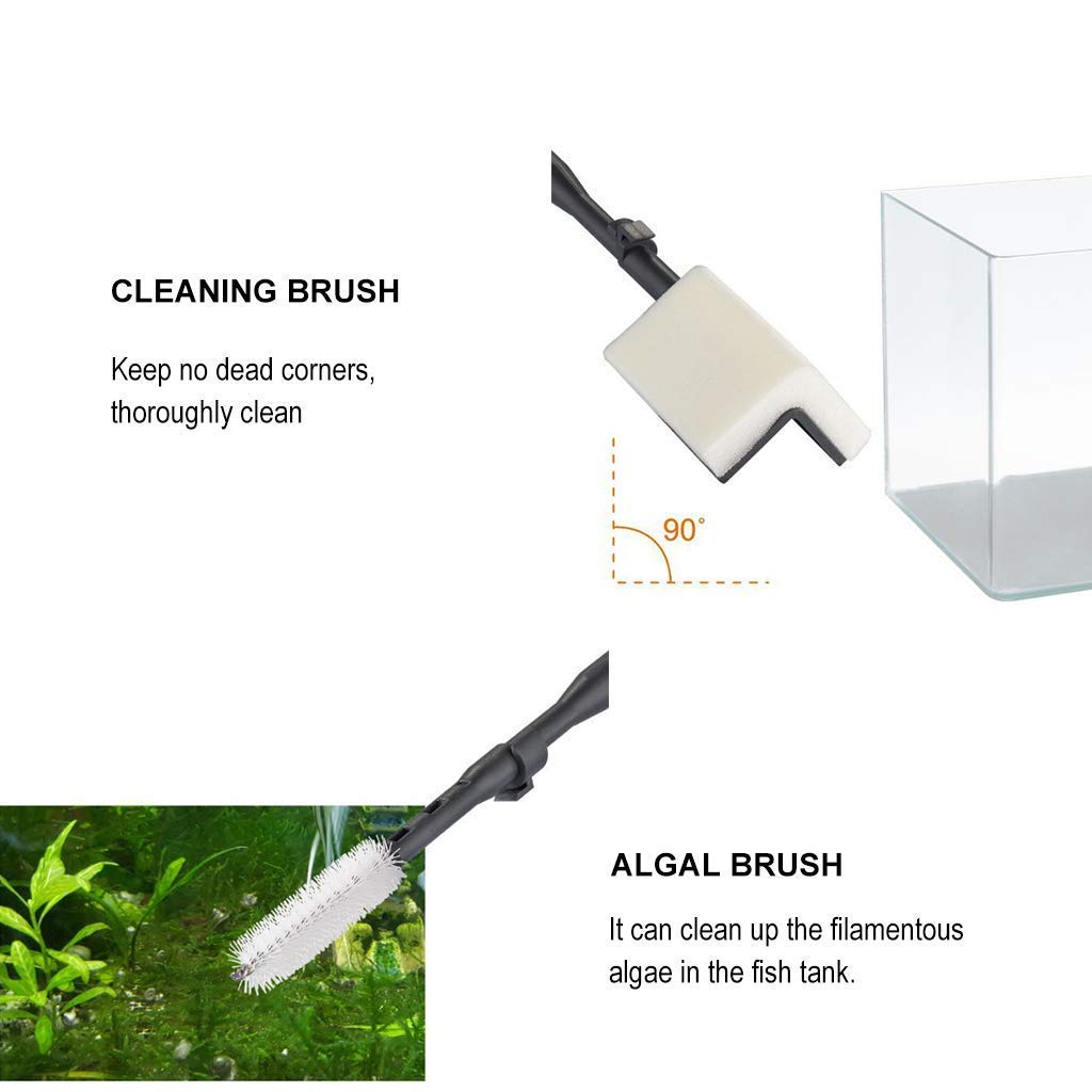 UPETTOOLS Aquarium Clean Tool 6 in 1 Fish Tank Cleaning Kit Algae Scraper Scrubber Pad Adjustable Long Handle Fish Tank Brush Cleaner Set