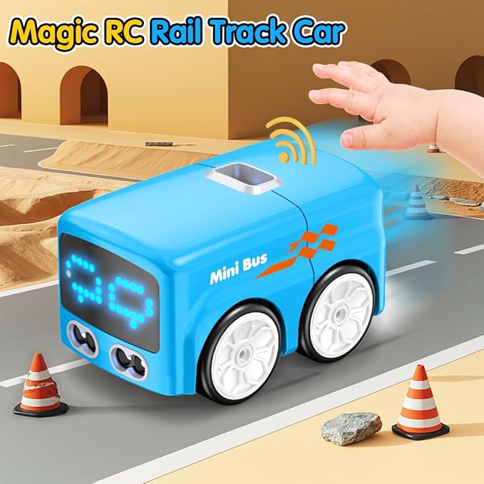 jaming RC Mini Bus2.4G Remote Control Car Vehicles City Buses Toy Classic Baby Vehicle Remote Control Car with LED Lights and Gesture Sensing Bus Toy Gift for Children Kids Boys Girls (Blue)