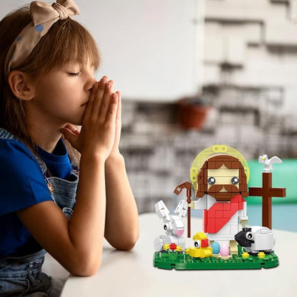Jesus Building Block Set The Shepherd God Building Blocks Toy Jesus Figure Decors Gift for Christmas Easter Birthday Christian Adults &amp Kids