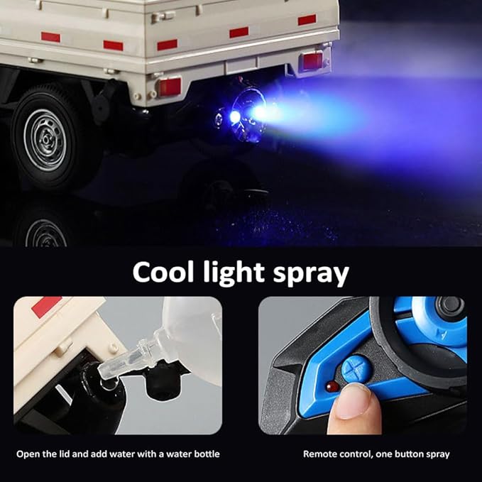 GoolRC Remote Control Car Kei Truck 1:16 Scale RC Transport Pickup Truck with Spray and Light 2.4GHz All Terrain RC Cars for Teens and Adults Christmas or Birthday Gift (Green)