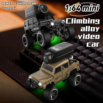 1:64 Scale RC Crawler with Camera Mini 4WD Off-Road Car Desktop Racing Vehicle Indoor 2.4G Remote Control Car Racing Model Adjustable Speed for Adults -KF32