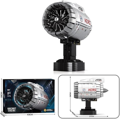 Aircraft Turbofan Engine Building Blocks Set for Adults - Powered Model with Motor STEM Engineering Toy Gifts for Builders (1786 Piece)