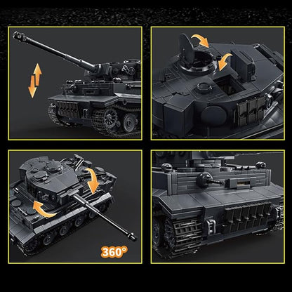39062 Tiger Tank NO.1322 Building Block Set 1622 Pieces Military 1:28 Scale Tank Model Toys Ideal Gift for Room Decoration or Collection