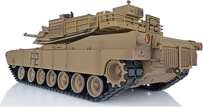 Heng Long US in Stock RC Tank 2.4Ghz 1/16 Scale 7.0 Plastic Ver M1A2 Abrams RTR Smoking Unit IR Combat Lifting Barrel for 3918 Model 340° Rotating Turret Torsion Bar Suspension BB Shooting