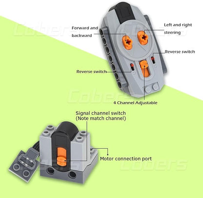 44Pcs Power-Function Kits Set M/L/XL Servo-Train-Motor-Set Compatible with Major Brand Technic-Parts Pieces IR Receiver Adjustable Speed Remote-Control AA/AAA Battery Box Light Switch