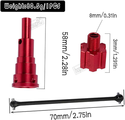 RC 10MM Drive Shaft CVD &amp Wheel Hex Hubs Upgrades Part for 1/5 X Maxx 8S Monster Truck45# Steel Driveshaft Front Rear Axles &amp Aluminum Wheel Nut &amp Wheel Hex Hops UpRed