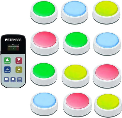 Retekess TM102 Game Show Buzzer SystemClassroom Buzzers for Quiz GamesTop Five ShowLocking Function12 Light Buzzers for Family Game NightSchool