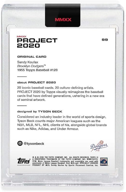 Topps Project 2020 SANDY KOUFAX Encased Baseball Card #99-1955 Topps Baseball by Tyson Beck