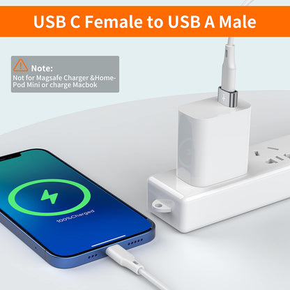 JXMOX USB C Female to USB Male Adapter 4-Pack, Type C to USB A Charger Cable Converter,Compatible with iPhone 11 12 13 14 15 16 Plus Pro Max,iPad Pro Air 4 Mini 6,Samsung Galaxy S24 S23 S22 S21,Pixel