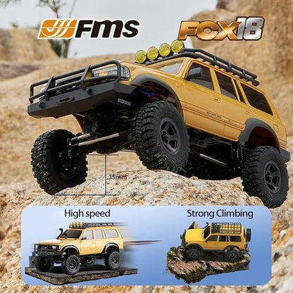 FMS 1/18 FCX18 RC Crawler Land Cruiser LC80 Toyota Officially Licensed 4WD RTR RC Rock Truck with 2.4Ghz Transmission Portal Axles LED Lights for Adults Hobby Gifts (Blue)