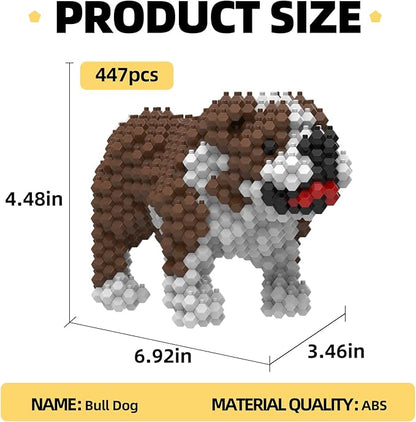 KADELE Cute Dog Building Animal Sets Extremely Challenging STEM Building Blocks Decor for Adults Kids Micro 3D Educational Toys for Boys Girls Ages 8 and UpBulldog