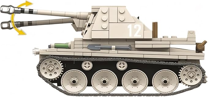 General Jim's WW2 German Marder III Tank Destroyer Building Set – 608 Piece Military Brick Model Kit – Compatible with Major Brands Building Levels and Military Enthusiasts
