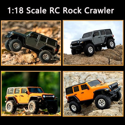 GoolRC RC Crawler 4WD RC Truck D870 RC Rock Crawler 1:18 Scale Remote Control Truck 2.4GHz All Terrains Off Road Climbing Car with LED Lights and 3 Batteries for Adults (Grey)