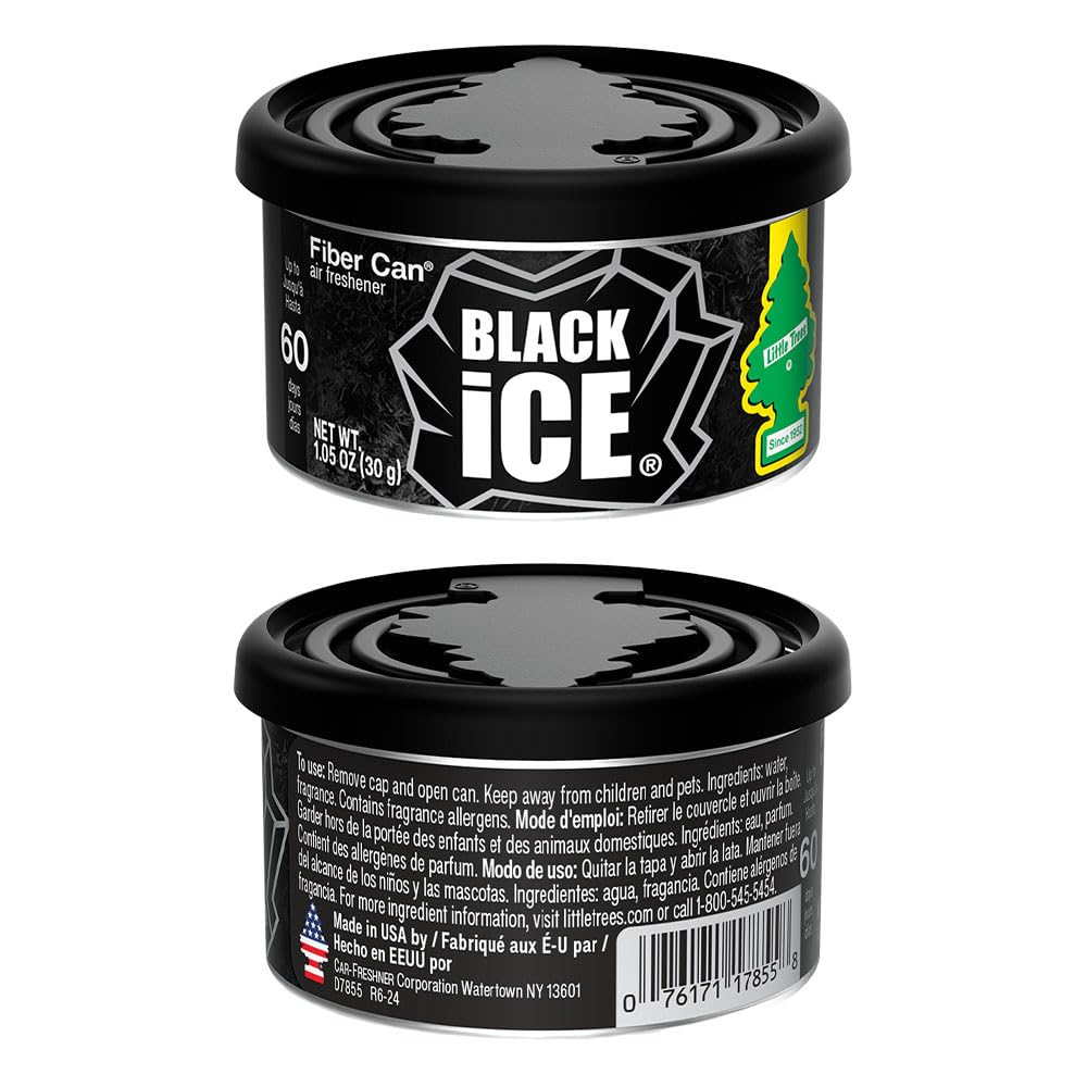 LITTLE TREES Car Air Freshener. Fiber Can Provides a Long-Lasting Scent for Auto or Home. Recycled Fiber. Black Ice, 4 Air Fresheners