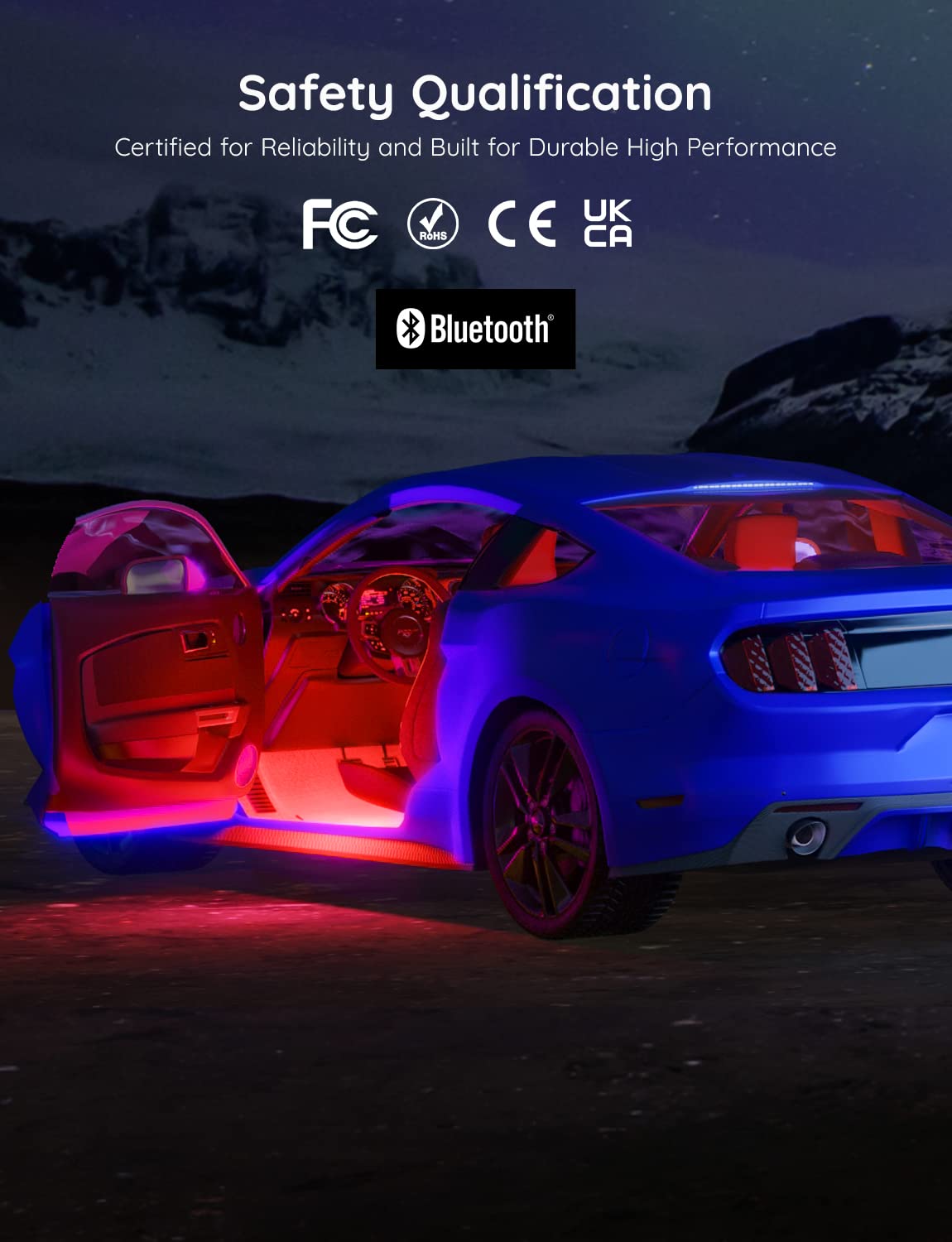 Govee Car Lights, Smart RGBIC Interior Car Lights with APP, Remote Control, LED Lights for Car Decor, DIY Mode and Multiple Scene Options, 2 Lines Design 72 LED Lights for Car