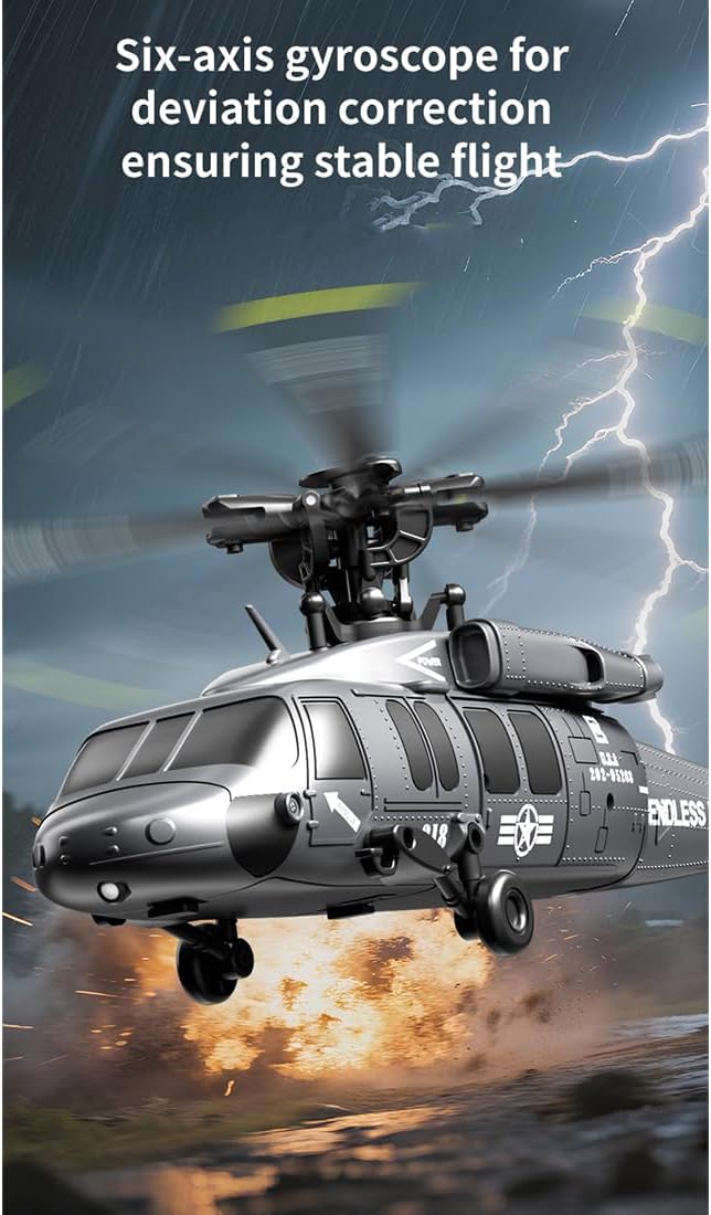 UH-60 2.4G 5CH Flybarless Scale RC Helicopter Model with Barometric Altitude Hold Optical Flow Positioning One-Key Inverted Flight (RTF)