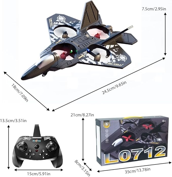 Remote Control Airplane for Kids Boys Beginners 8-12 RC Plane with Light 360° Flip Fighter Jet Toys Stunt Roll Airplane Toy Gifts for Kids Boys Girls 8-16 Drone for Adults