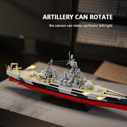Colorado Battleship (BB-45) Building Block Set World War II U.S. Navy Pacific Fleet MOC Model Gift Toy Ship for Adult and Military Enthusiast Collection and Display