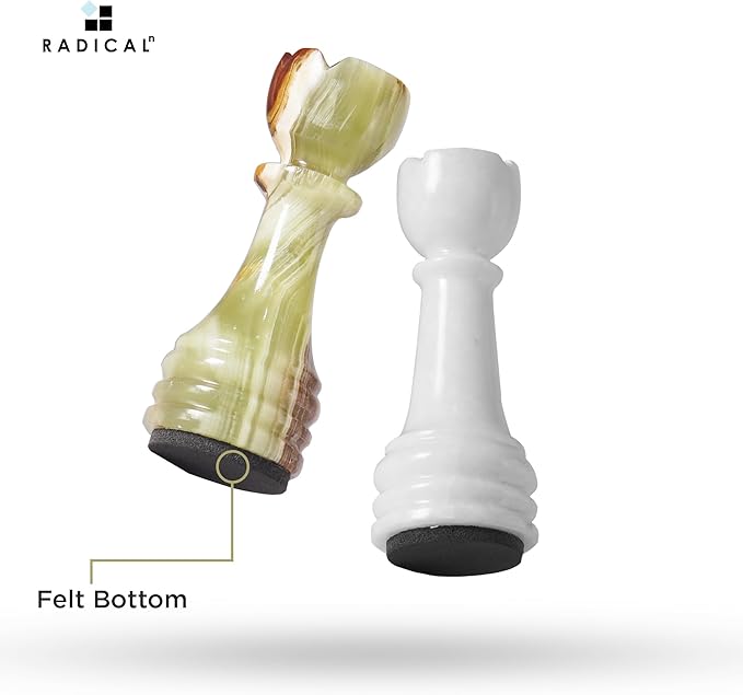Radicaln Marble Chess Figures 3.5'' Inches White and Green Handmade Marble Chess Pieces for Board Game Figures &amp Board Travel Set for Adults