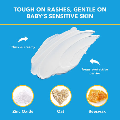 Triple Paste Diaper Rash Cream for Baby - 16 Oz Tub - Zinc Oxide Ointment Treats, Soothes and Prevents Diaper Rash - Pediatrician-Recommended Hypoallergenic Formula with Soothing Botanicals