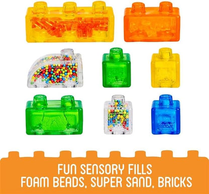 Jelly Blox Construction Site Set | Includes 75 Pieces | Toddler &amp Preschool Building Blocks Kids Can Squeeze Stretch Squish | MESH ACCREDITED | Safety Tested &amp Ouch-Free | Sensory Play Toy A