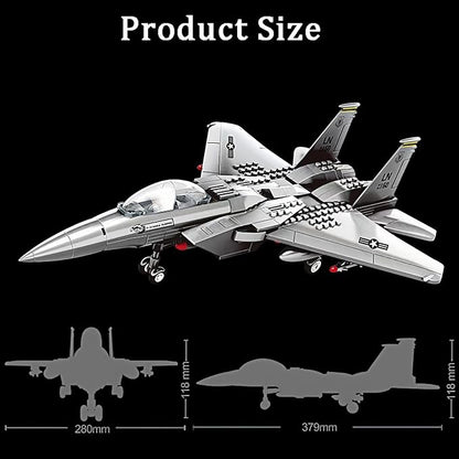 Military F-15 Eagle Fighter Jet Compatible with Lego 270 Pieces Toy Plane for Kids 10+ and Adults Army Airplane Toys for Military Fans