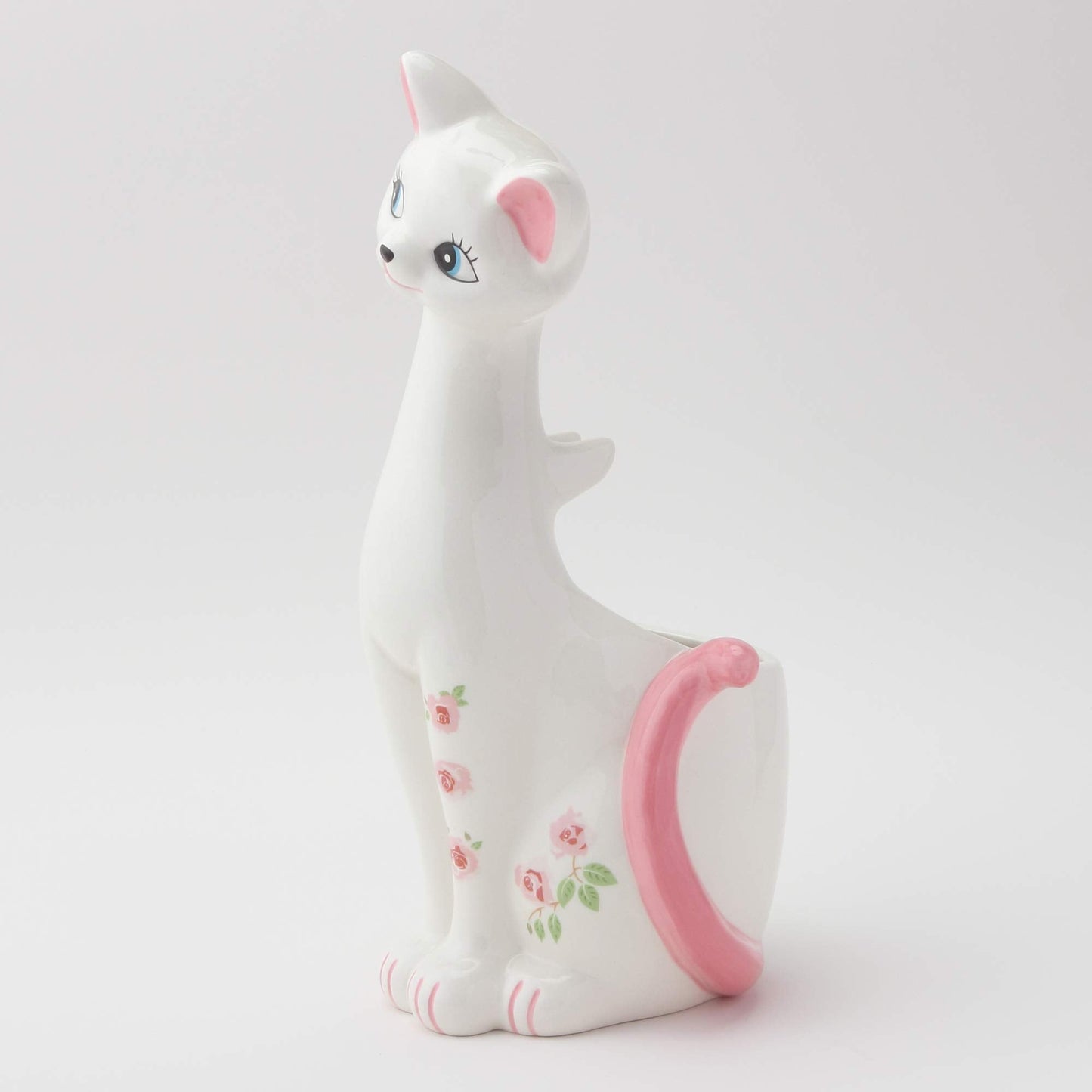 Sunart SAN1708 Cute Miscellaneous Goods Lovely Pottery Cat Toilet Brush Stand with Toilet Brush 5.1 inches (13 cm) Width Pink