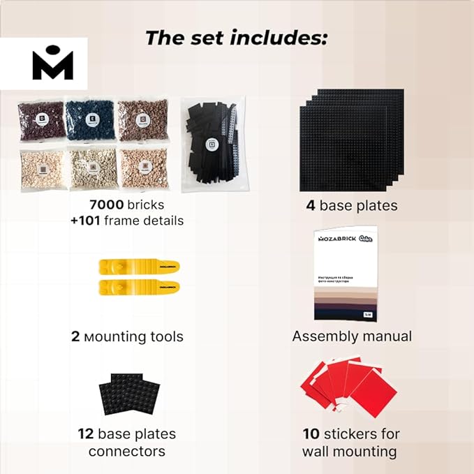 Color S Custom Photo Mosaic Building Set | DIY Craft Kit for Brick Wall Art Creation from Any Photo | Personalized Gift | Framed Building Blocks Portrait | Pixel Art Building Kit 20x20 in