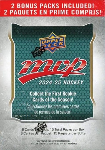 2024/25 Upper Deck MVP Hockey HUGE EXCLUSIVE Factory Sealed 15 Pack Blaster Box with 90 Mint Cards including (3) Short Prints &amp (2) Insert Cards! Your 2024/25 Hockey Collection Starts Here!