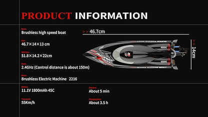 Remote Control Speed RC Brushless Boat WL916 2.4G 55km/h Under Motor RC Submarine with LED ights for Hobbies Adults Teen Favor