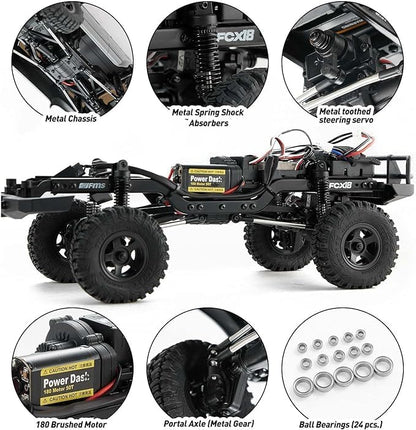 EAZYRC FMS Fcx18 1/18 Land Cruiser 80 Toyota RC Rock Crawler RTR 4x4 Off-Road Waterproof Hobby Grade RC Trucks All Terrains for Adults and Beginner(Blue)