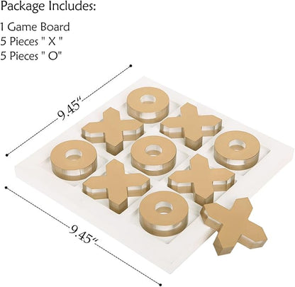 NIKKY HOME Acrylic Tic Tac Toe Wood Board Game Classic Coffee Table Decor Decorative Wooden Travel Game for Family Gold