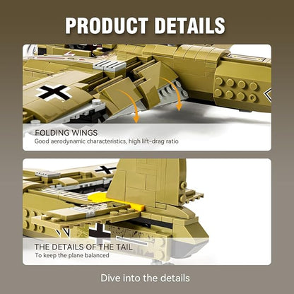 DAHONPA JU88 Bomber Plane Junker Aircraft Building Set [430pcs+] Classic German Fighter Models Perfect for Holiday Gifts and Military Displays