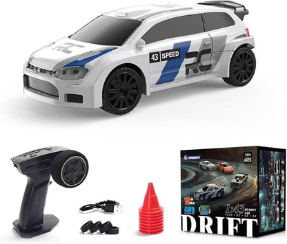 1/43 Mini RC Drift Car 2.4GHz RTR Full Proportional Remote Control Rally Sport Cars 4WD High Speed Racing Lights Kit and Racing Tires (4307)