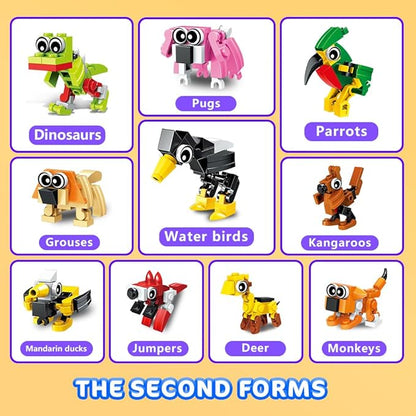HOGOKIDS 60 Kinds Easter Party Favors for Kids 20 Pack 3-in-1 Animals Building Block Sets for Easter Basket Fillers Goodie Bags Stocking Stuffer Classroom Prizes Birthday Gifts for Boys Girls 6-12+