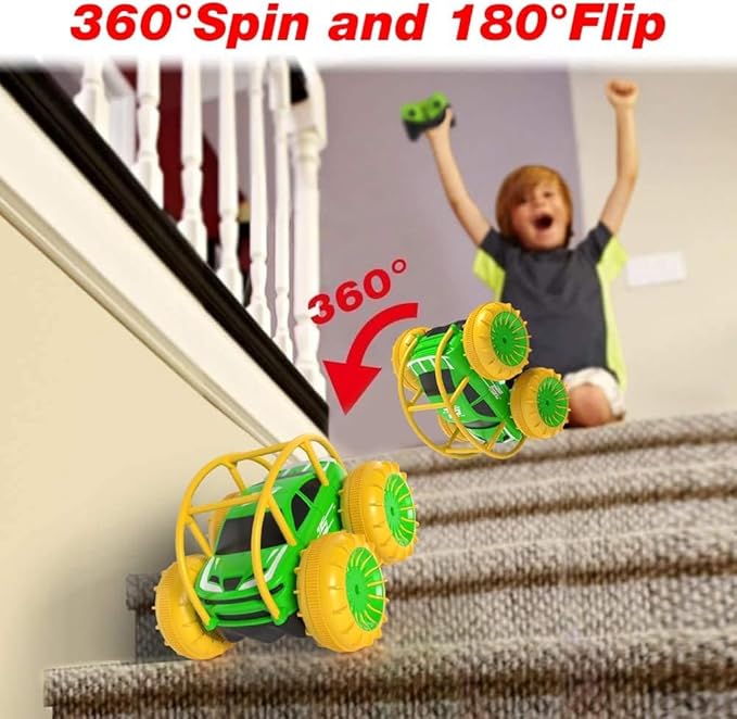 MaxTronic Amphibious Remote Control CarRechargeable RC Cars Toy 360° Flips Rotation Stunt Crawler 15KM/H 4WD All Terrain Outdoor Indoor Toy for Kids Boys Girls 3-12