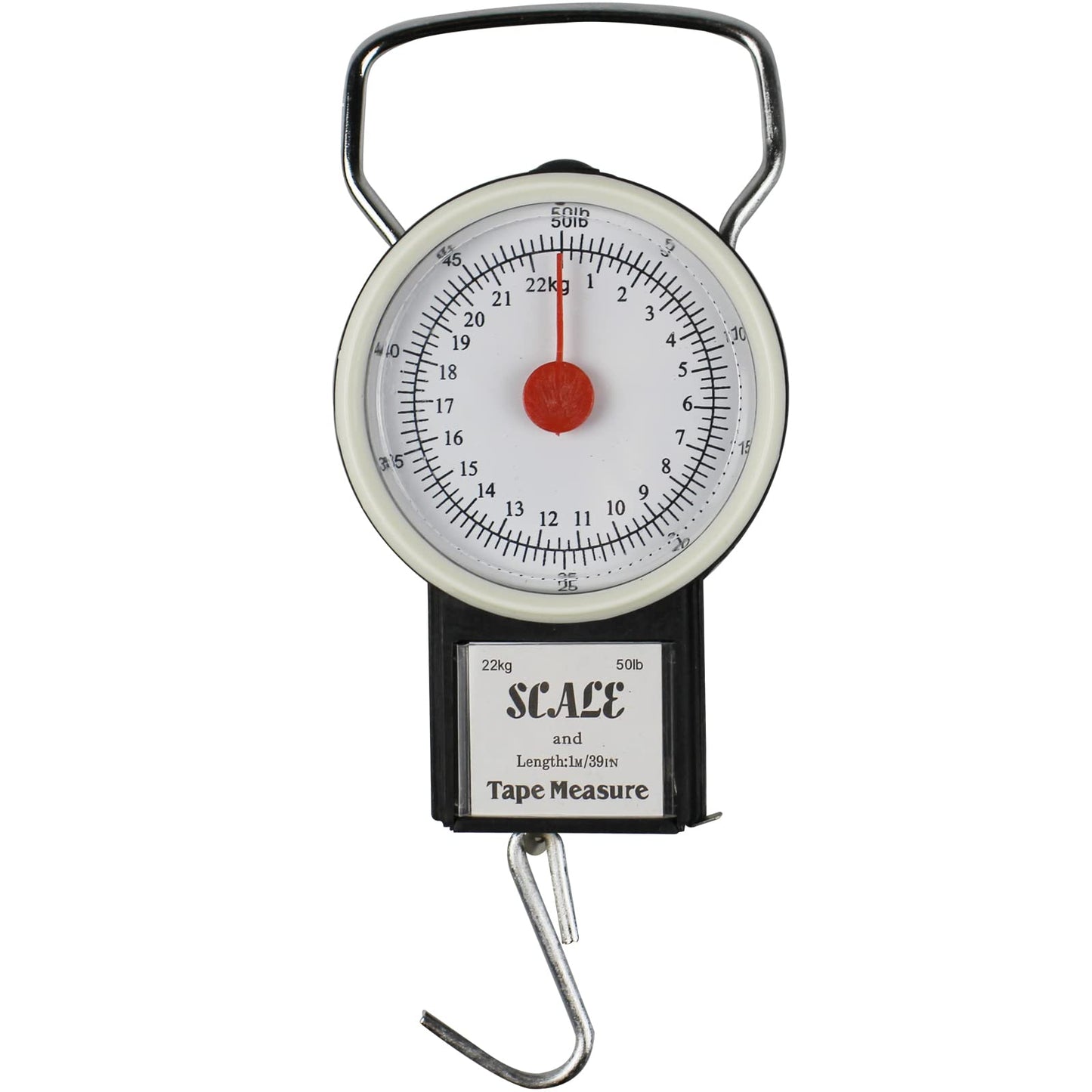 JSHANMEI Digital Hanging Scale Mechanical Kitchen and Fishing Scale Multi-Purpose Portable Hand Held Dial Weight Scale with Tape Measure (50 Lbs / 22Kg)