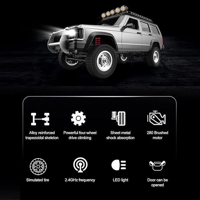 GoolRC RC Rock Crawler 1:12 Scale Remote Control Car 2.4Ghz 4WD Off Road RC Truck All Terrains Climbing Vehicle RC Car Gifts for Adults Include 3 Batteries (Silver)