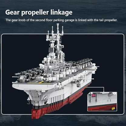 MISINI M7024 Wasp-Class Amphibious Assault Ship Building Kit1/300 Scale 5220 PCS US Navy Warship Model with Display Stand Large Ship Building Blocks Set for Adults &amp Teens