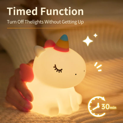 AVACOM Unicorn Night Light for Kids - Cute Nursery Night Light, LED Squishy Unicorns Lamp, Silicone Unicorn Dimmable Light up Duck, Rechargeable Bedside Touch Lamp for Breastfeeding, Bedroom