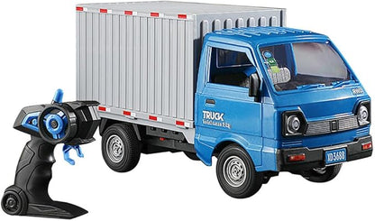 GoolRC Remote Control Car Transporter Truck 1:16 Scale RC Container Transport Truck with Spray and Light 2.4GHz All Terrain RC Cars for Teens and Adults Christmas or Birthday Gift (Blue)