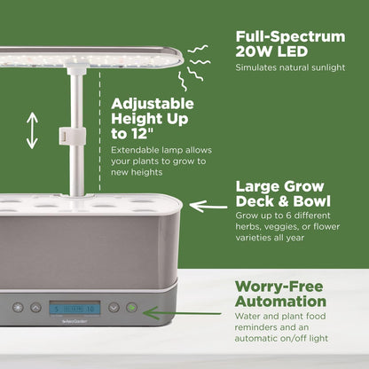 AeroGarden Harvest Elite Indoor Garden Hydroponic System with LED Grow Light and Seed Kit, Holds up to 6 Pods, Stainless Steel