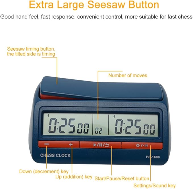 Chess Clock Advanced Digital Chess &amp Portable Game Timer for Portable Timer for Board Games and Delayed Countdown Function