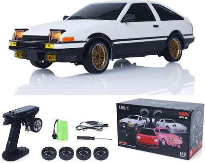 US in Stock 1/18 RC Drift Racing Car Rwd LDRC LD1801 Wireless Control Vehicle Gyroscope Light System Motor Servo ESC Hobby Model for Adult Hobby(White with Gyro)