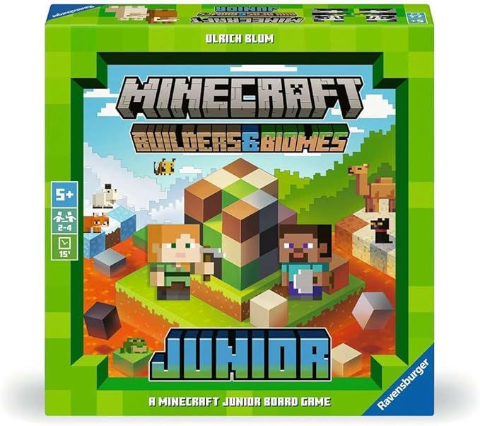 Ravensburger Minecraft Builders &amp Biomes Junior – Cooperative Kids Game | Fun Farm-Building Adventure with Creepers &amp Endermen | Develops Skills &amp Promotes Teamwork | Ages 5+