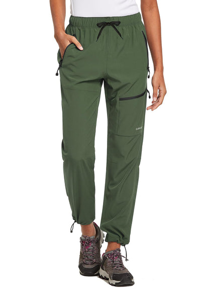 baleaf Women's Hiking Pants Quick Dry Water Resistant Lightweight Joggers Pant for All Seasons Elastic Waist Army Green Size XS