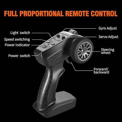 ACAMMZAR Mini RC Drift Car with Gyro 1:43 4WD Full Proportional RC Cars 18KM/H High Speed Remote Control Car with Lights Extra Racing Tires Vehicle for Adults Kids Boys Gray
